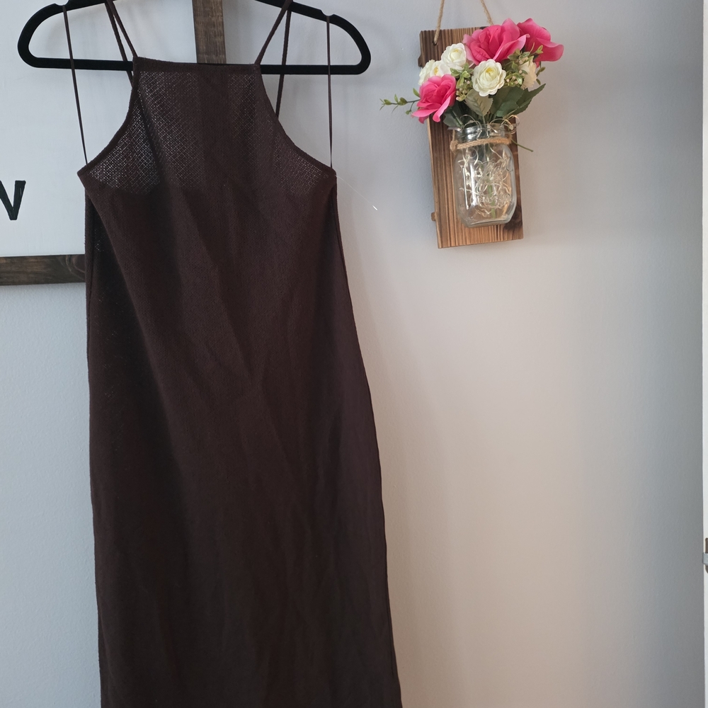 Zara Brown Textured Knit Dress NWT Size Medium - Picture 6 of 6